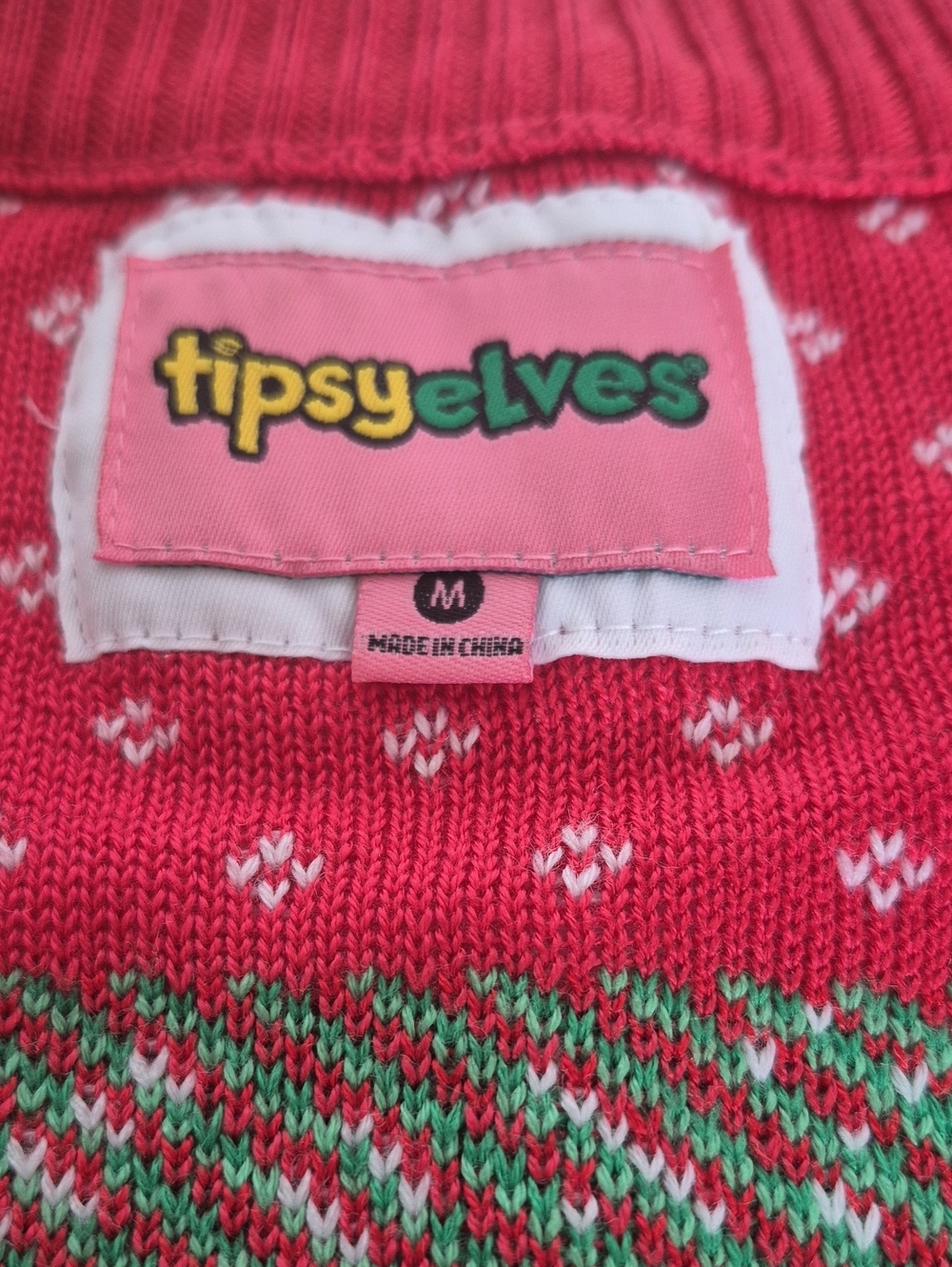 Tipsy Elves Red, Green & White Unicorn Holiday Cardigan - Picture 9 of 16
